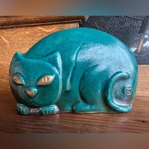 Turquoise Ceramic Cat